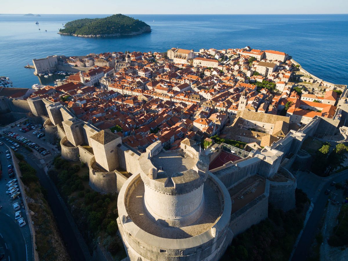 Aerial image of Dubrovnik and Lokrum